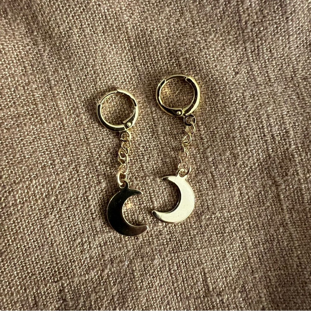 crescent moon huggie hoop earrings